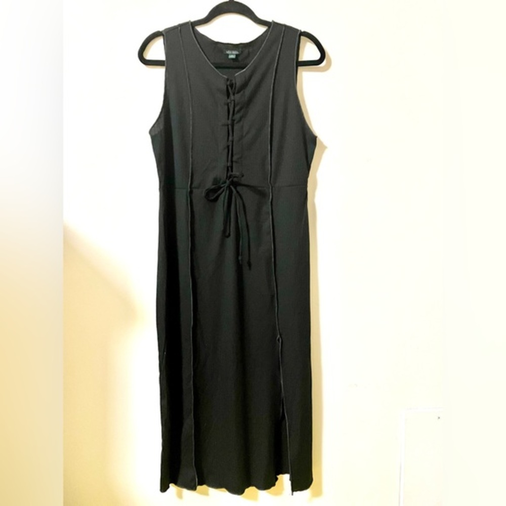 Wild Fable Lace-Up Front Ribbed Sleeveless Midi‎ Dress - XL